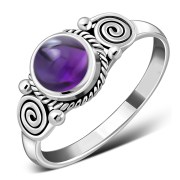 Amethyst Spiral Sterling Silver Ring - r516