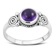 Amethyst Spiral Sterling Silver Ring - r516
