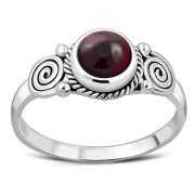 Garnet Spiral Sterling Silver Ring - r516