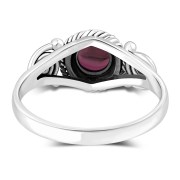Garnet Spiral Sterling Silver Ring - r516