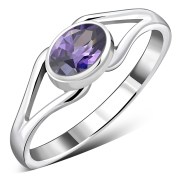 Delicate Amethyst Sterling Silver Ring, r518