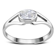 Delicate Clear CZ Sterling Silver Ring, r518
