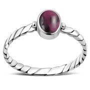 Twisted Garnet Stone Silver Ring, r519