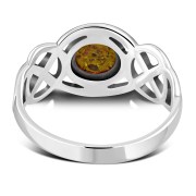 Celtic Knot Sterling Silver Baltic Amber Ring, r522