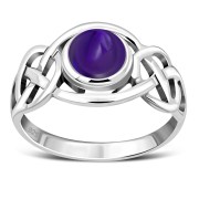 Celtic Knot Sterling Silver Amethyst Stone Ring, r522
