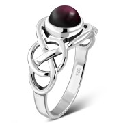 Celtic Knot Sterling Silver Garnet Ring, r522