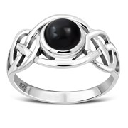 Celtic Knot Sterling Silver Black Onyx Ring, r522