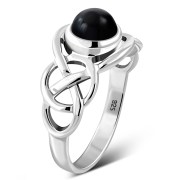 Celtic Knot Sterling Silver Black Onyx Ring, r522