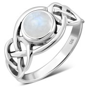 Celtic Knot Sterling Silver Rainbow Moonstone Ring, r522