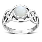 Celtic Knot Sterling Silver Rainbow Moonstone Ring, r522