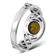 Baltic Amber Celtic Knot Sterling Silver Ring, r523