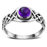 Celtic Knot Amethyst Genuine Stone Sterling Silver Ring, r523