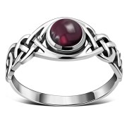 Garnet Celtic Knot Sterling Silver Ring, r523
