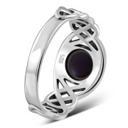 Garnet Celtic Knot Sterling Silver Ring, r523