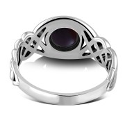 Garnet Celtic Knot Sterling Silver Ring, r523