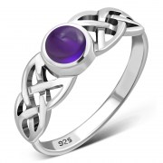 Celtic Knot Amethyst Sterling Silver Ring, r524