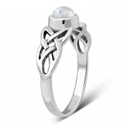 Celtic Rainbow Moonstone Silver Ring, r524