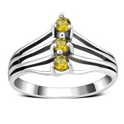 Faceted Citrine Stone Silver Ring, r528