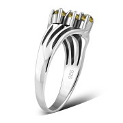 Faceted Citrine Stone Silver Ring, r528