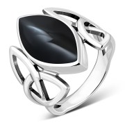 Light Large Trinity Knot Black Onyx Ring, r532