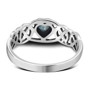 Celtic Knot Blue Topaz CZ Heart Silver Ring, r537