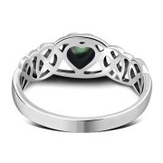 Celtic Knot Abalone Heart Silver Ring, r537