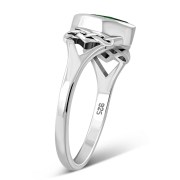 Green CZ Celtic Silver Ring, r538