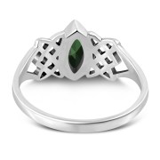 Green CZ Celtic Silver Ring, r538