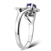 Celtic Knot Thistle Amethyst Genuine Stone Silver Ring, r541