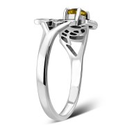 Celtic Knot Thistle Citrine Stone Silver Ring, r541