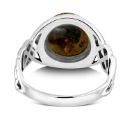 Large Baltic Amber Celtic Silver Ring, r542