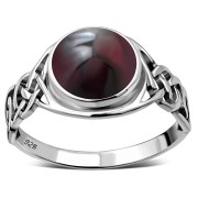 Garnet Stone Celtic Sterling Silver Ring, r542