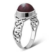 Garnet Stone Celtic Sterling Silver Ring, r542