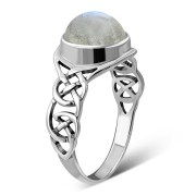 Large Labradorite Stone Celtic Silver Ring, r542