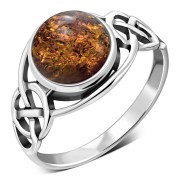 Baltic Amber Celtic Silver Ring, r543