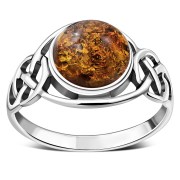 Baltic Amber Celtic Silver Ring, r543