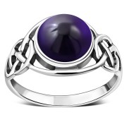 Amethyst Stone Celtic Silver Ring, r543