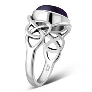 Amethyst Stone Celtic Silver Ring, r543
