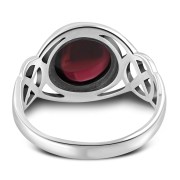 Garnet Stone Celtic Silver Ring, r543