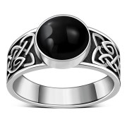 Celtic Knot Black Onyx Silver Ring, r544