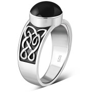 Celtic Knot Black Onyx Silver Ring, r544