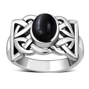 Celtic Knot Black Onyx Silver Ring, r547