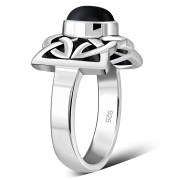 Celtic Knot Black Onyx Silver Ring, r547