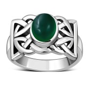 Celtic Knot Green Agate Silver Ring, r547