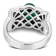 Celtic Knot Green Agate Silver Ring, r547
