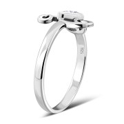 Clear CZ Triskele Triple Spiral Silver Ring, r551