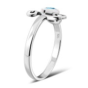 Blue Topaz CZ Triskele Triple Spiral Silver Ring, r551