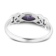 Marquise cut Delicate Amethyst Stone Celtic Silver Ring