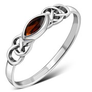 Marquise cut Delicate Garnet Stone Celtic Silver Ring, r552