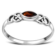 Marquise cut Delicate Garnet Stone Celtic Silver Ring, r552